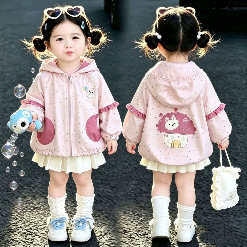 girls' outerwear: new spring/autumn collection - kids' hooded fashion top, stylish and lightweight baby clothes