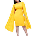 D468  independent station exportfashionelegantelegantollong sleeves pleated hip-covering elegance african dress