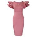 D575 cross-border independent station fashion summer women's beaded ruffle sleeve bodycon party dress african dress
