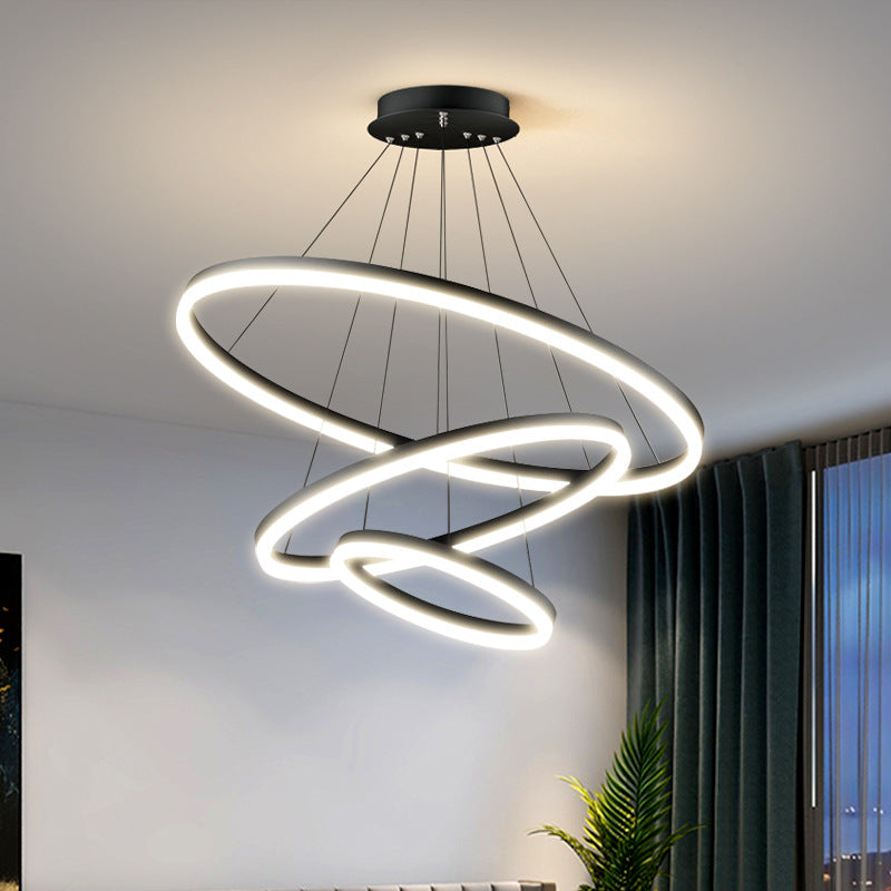 Living room chandelier modern simple lighting Internet celebrity light luxury Nordic lighting creative ring bedroom bar restaurant led