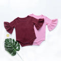 Children's clothing baby bell sleeves baby rompers european and american kids bag butt clothes rompers girl jumpsuit pure cotton short sleeves