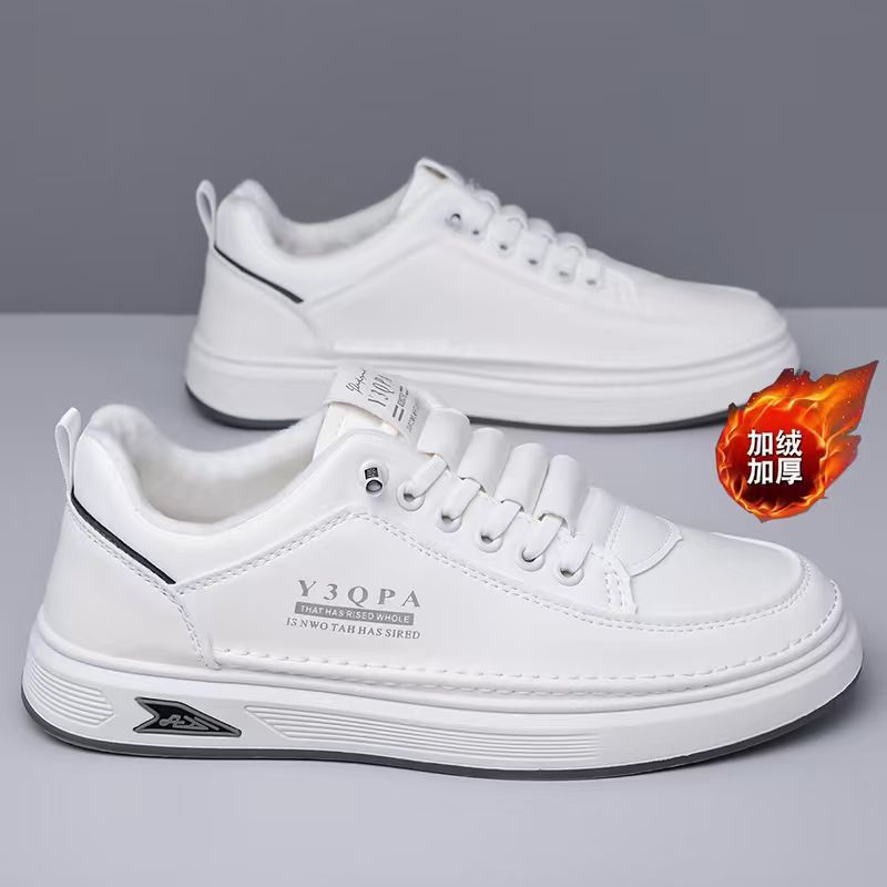 Men's 2025 winter new arrivals: soft-soled sneakers, white shoes, non-slip casual athletic shoes, thickened and fleece-lined warm sneakers