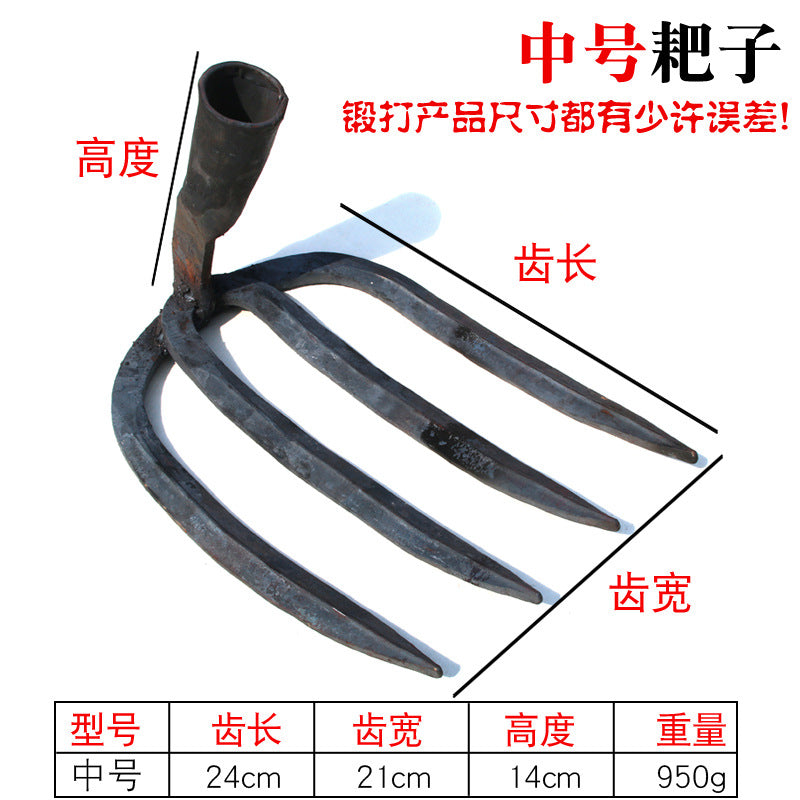 Agricultural rake, nine-tooth nail rake, flat ground turning soil and loosening soil, grass rake manufacturer, iron rake, multi-tooth rake, farm tool, grass rake, weeding