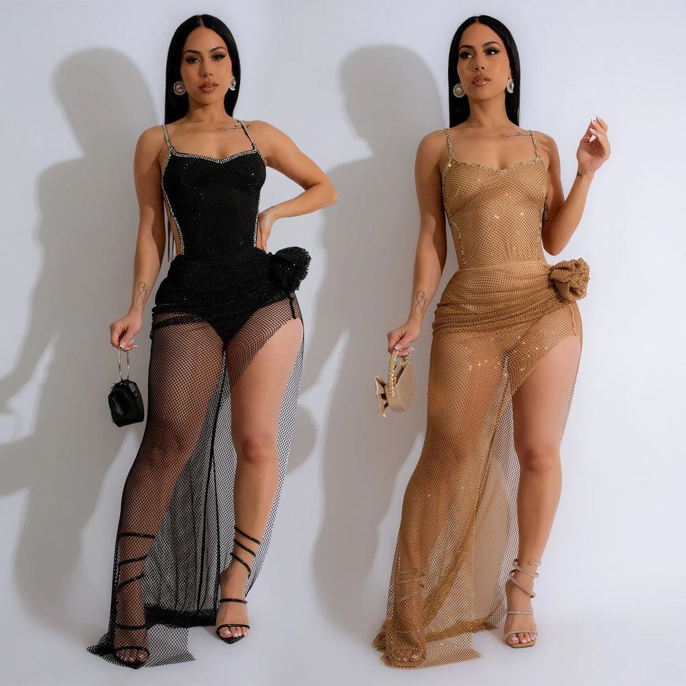 C6903 cross-border   fashion women's solid color irregular strap maxi dress