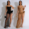 C6903 cross-border   fashion women's solid color irregular strap maxi dress