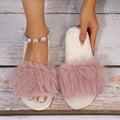 plus size fur slippers women's indoor and outdoor fashion 2024fall and winternew arrivalheattech open toe one-piece cotton slippers for women