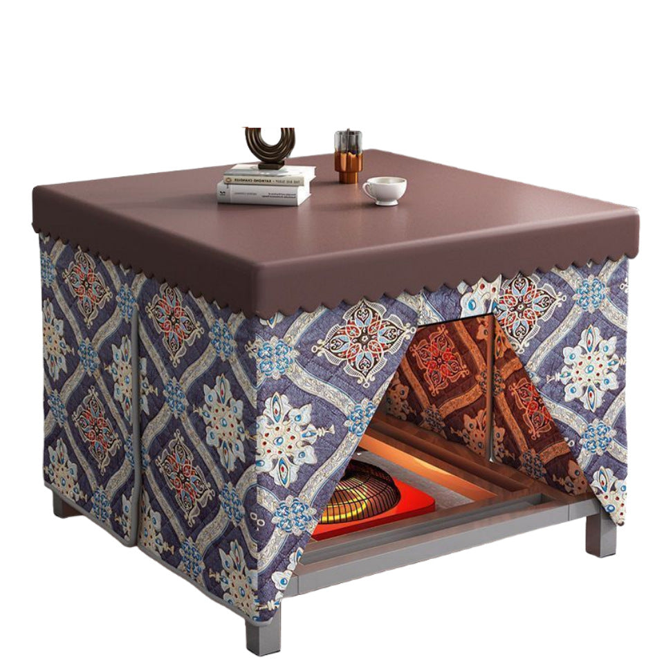 Stainless steel folding fire table - perfect for home, square design, winter heating, dining table, office foot warmer, and fire pit