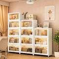 Steel bookcase with glass doors, kids' bookshelf, home living room storage cabinet, dustproof display cabinet, iron art shelf