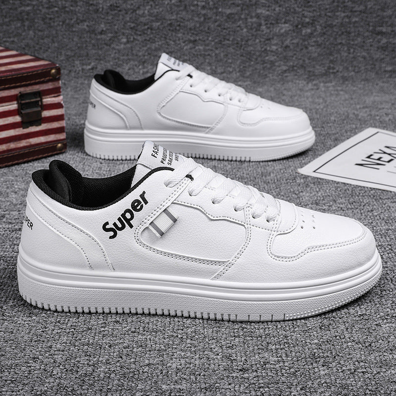Men's white sneakers: spring versatile breathable athletic shoes, trendy skate shoes, casual shoes for men