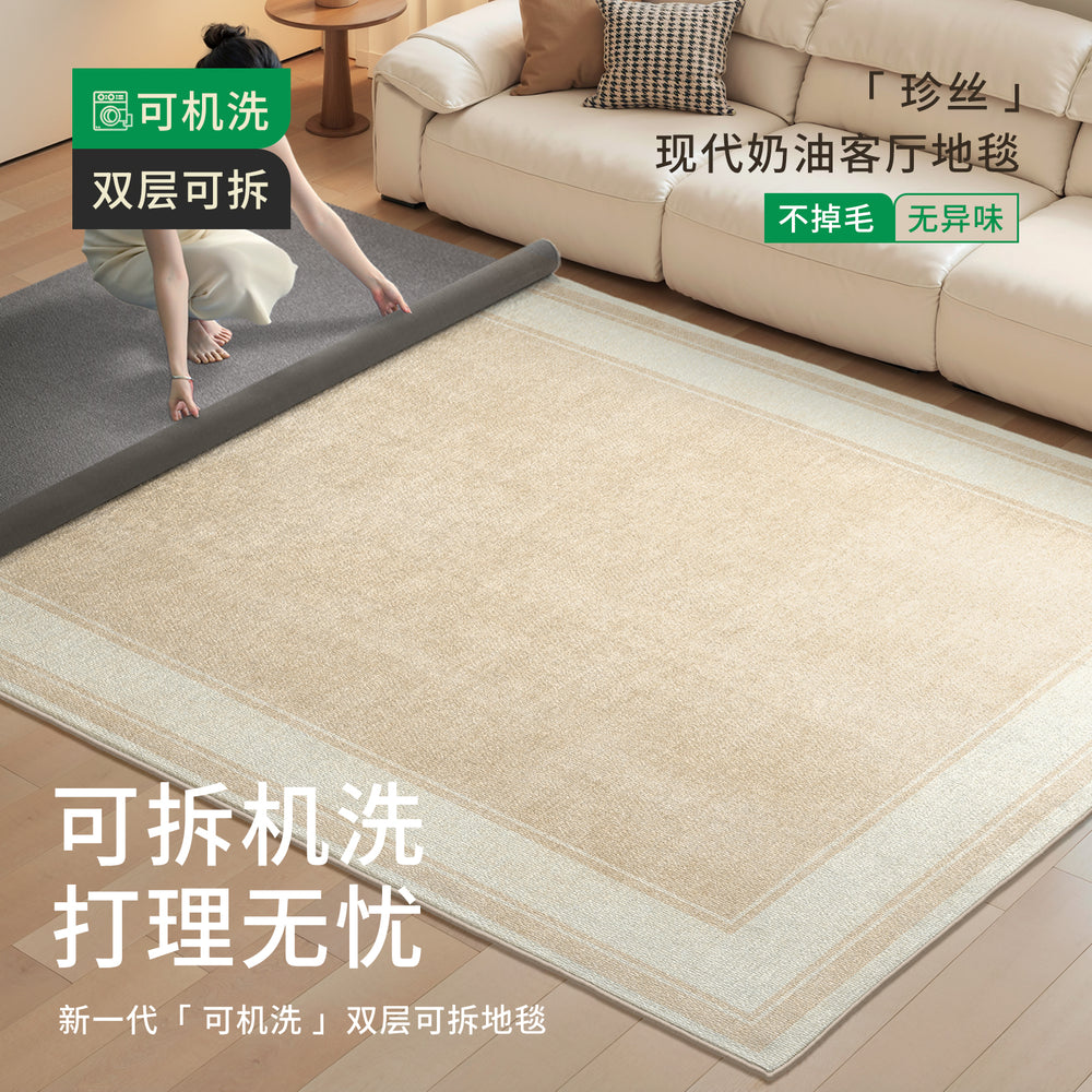 Removable and washable carpet, living room modern cream style bedroom sofa, machine washable double layer floor mat, accessible luxuryclassy carpet