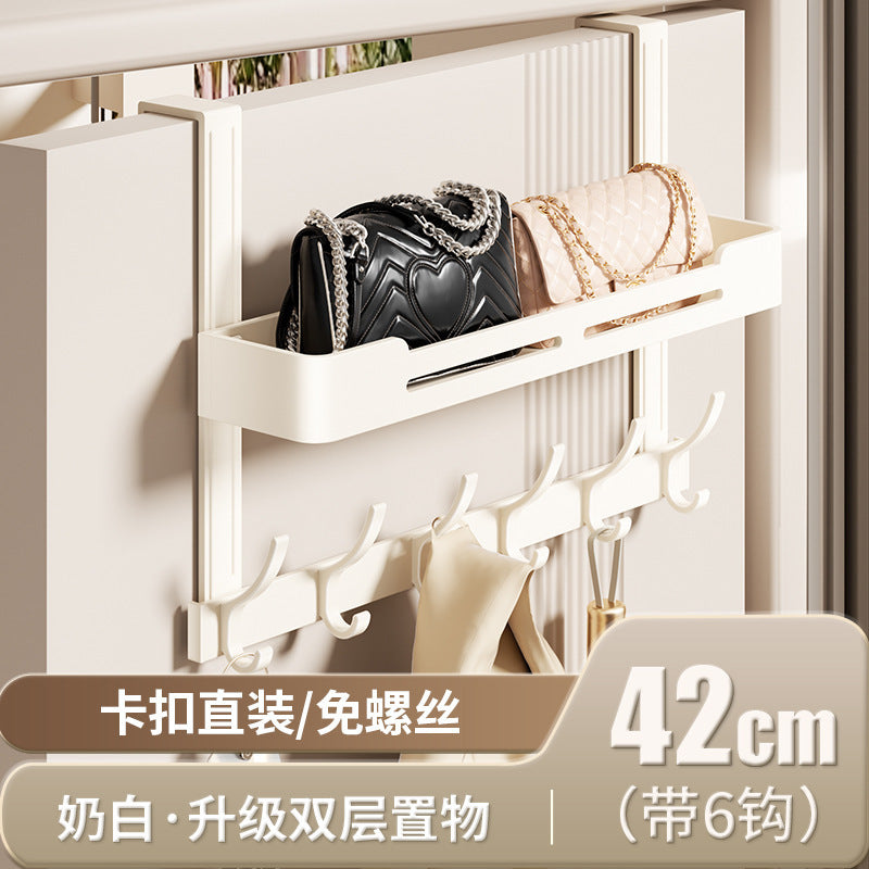 Over-the-door hook rack - no drilling required! perfect for hanging clothes, keys, and hats. a space-saving organizer for your bedroom or entryway