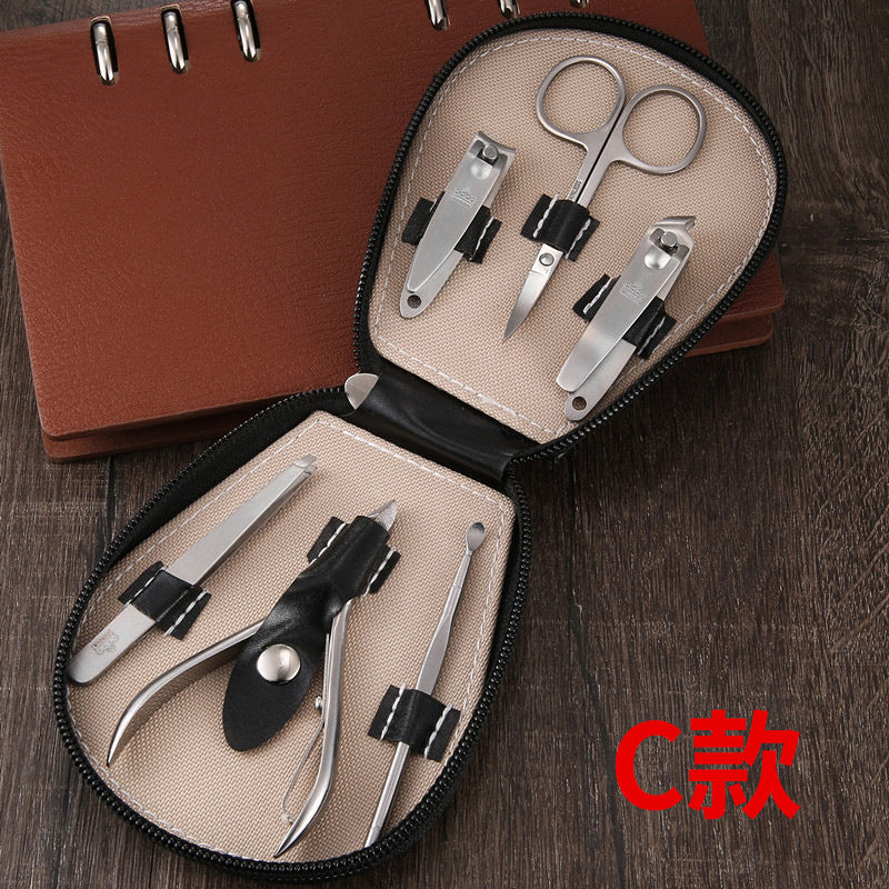 German-engineered stainless steel nail clipper set - 8 piece kit with logo, includes manicure scissors, pedicure nippers, and complete nail care beauty tools