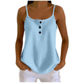 european and american summer new arrival: solid color waffle knit patchwork cami top with adjustable straps, slimming design, and button closure