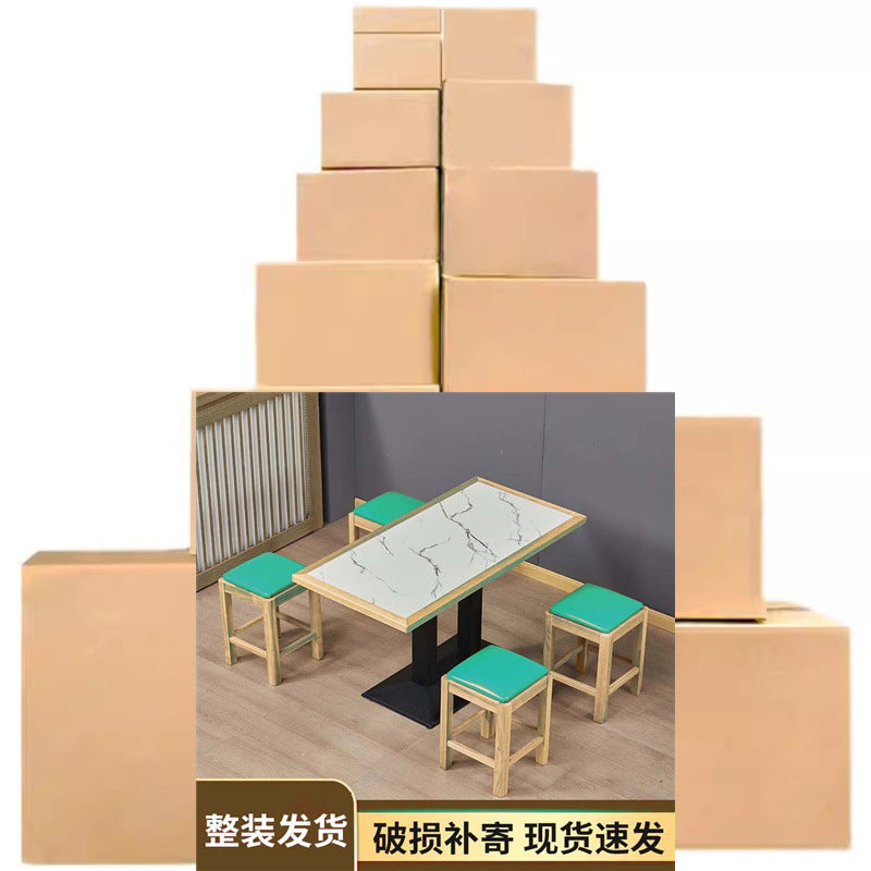 Commercial Square Stool Catering Snack Noodle Restaurant Breakfast Milk Tea Rice BBQ Burger Fast Food Restaurant Backless Solid Wood Stool Household