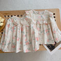 Girls'  autumn new arrival long-sleeve doll shirt with turn-down collar, spring/autumn chic embroidered blouse, korean style baby shirt, trendy