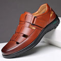 Men's leather shoes - business casual, formal, soft sole, anti-slip, summer sandals, dad shoes for middle-aged and elderly men - black