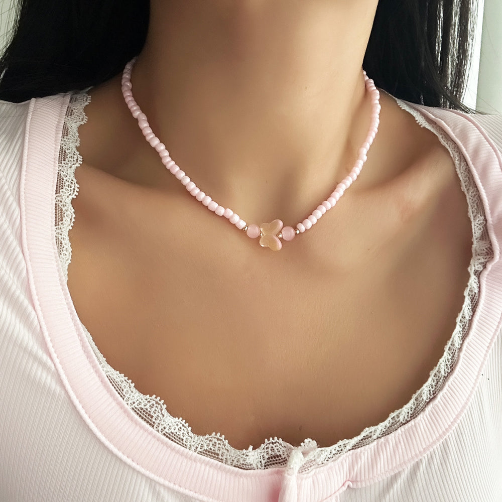 Fashion cross-border e-commerce jewelry fashion resin beads handmade necklace sweater chain easiest for match butterfly clavicle chain pendant