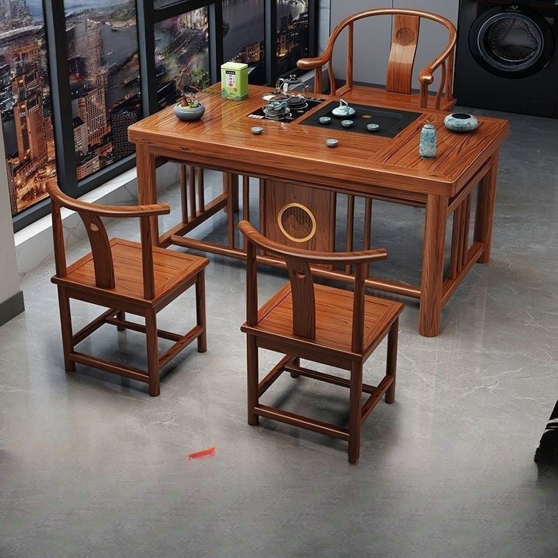 New chinoiserie balcony coffee table solid wood table and chair combination tea table small apartment for home kung fu tea table all-in-one complete set