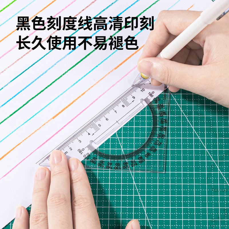 Deli 6415 triangular foot triangular board set acrylic ruler plastic student drawing tools learning stationery