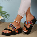 plus size platform thong sandals for women, 2025 summer new collection, tassel ethnic style, european and american butterfly sandals