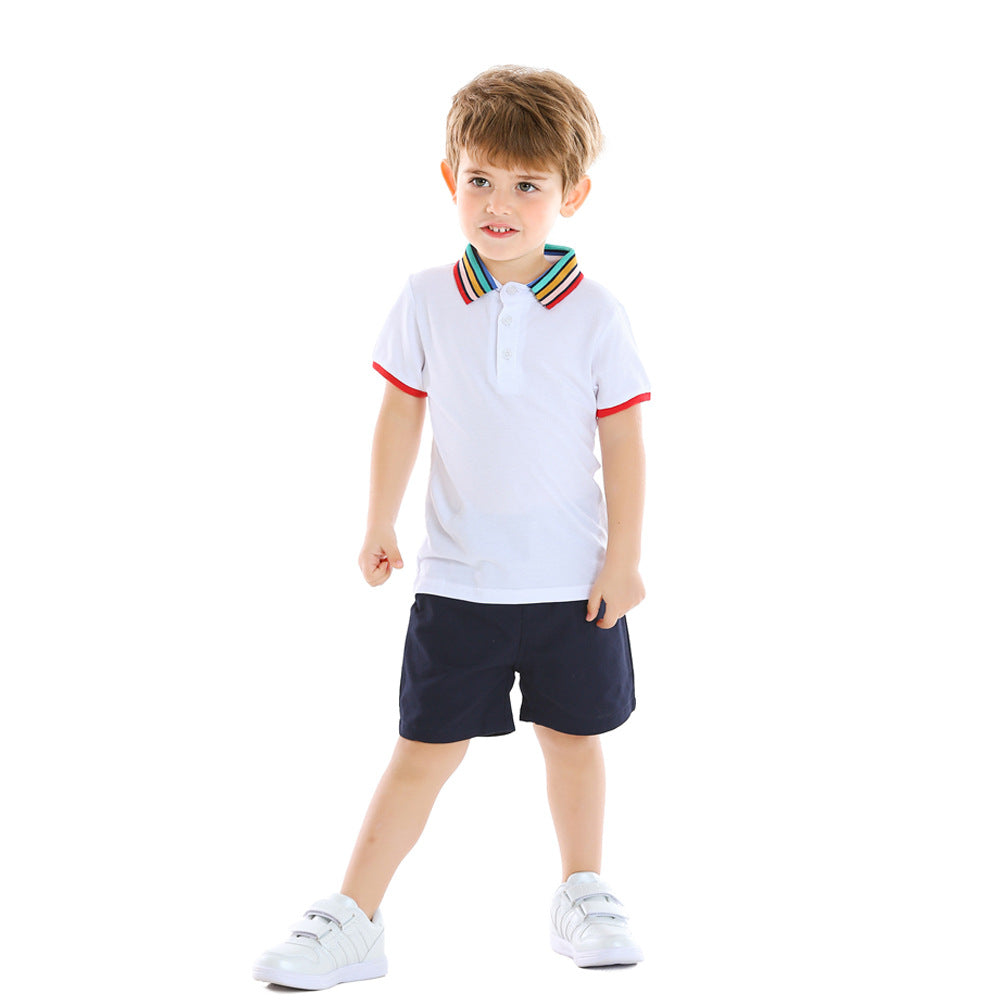 Wholesale boys' summer new arrivals: polo shirt & shorts set - perfect for outings, class uniforms, and school uniforms