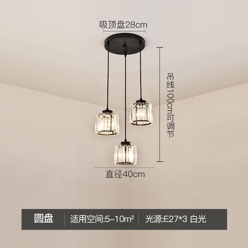 Modern minimalist bedroom bedside pendant light, simple bar counter entryway lighting, single-head suspension crystal chandelier