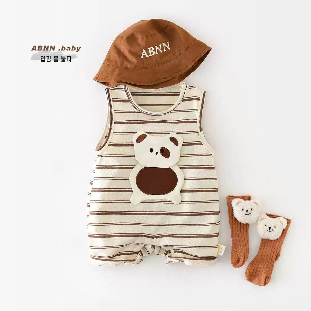 Summer infant clothes baby fashionable striped thin vest romper super cute infant onesie outing clothes