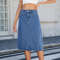 Fashion cross-border export  summer new arrival   slimming look washed denim mid-length skirt skirt