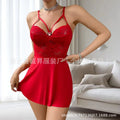 new arrival sexy intimates heart diamond buckle lacepatchwork low-cut suspender skirt backless sexy nightgown