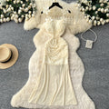 Pure desire style suspender pleated mesh sleeveless dress women's summer flower decoration waist slimmingelegant long dress
