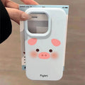 Blush pink piggy print case for apple 17 pro, korean style iphone 16/15 phone cover