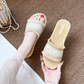 Ethnic style woven one-line sandals for women summernew arrivaleasiest for matchoutwear holiday style soft bottom beach sandals for women
