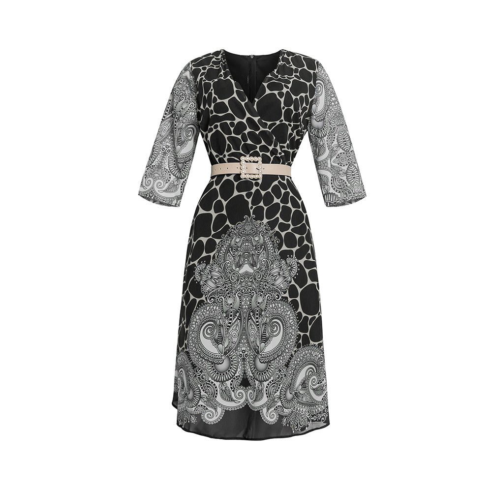 new arrival: plus size african women's chiffon loose-fit dress with belt - perfect for cross-border e-commerce on