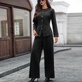 Fashion cross-border foreign trade  independent station new style washed new long-sleeved fashion casual denim pants suit