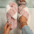 Autumn winternew arrival indoor and outdoor fur slippers cross thick sole fur slippers women's pearl rhinestone soft bottomfor home cotton slippers