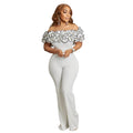 C8593 cross-border women's fashion  new off-the-shoulder bardot neck ruffle sexy high-waisted solid color african jumpsuit