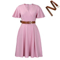 C8636 european and american women's clothing  new fashion elegant solid color plus size v-neck flare sleeve african dress