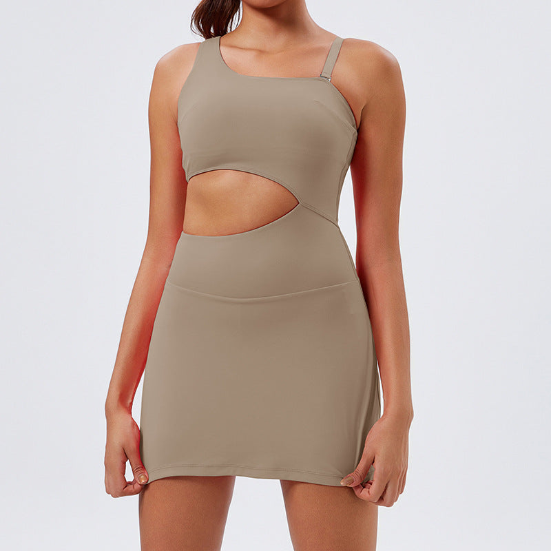 Fashion tape sports dress women's running belt bottom pants fitness sports skirt pants tennis skirt fake two-piece summer