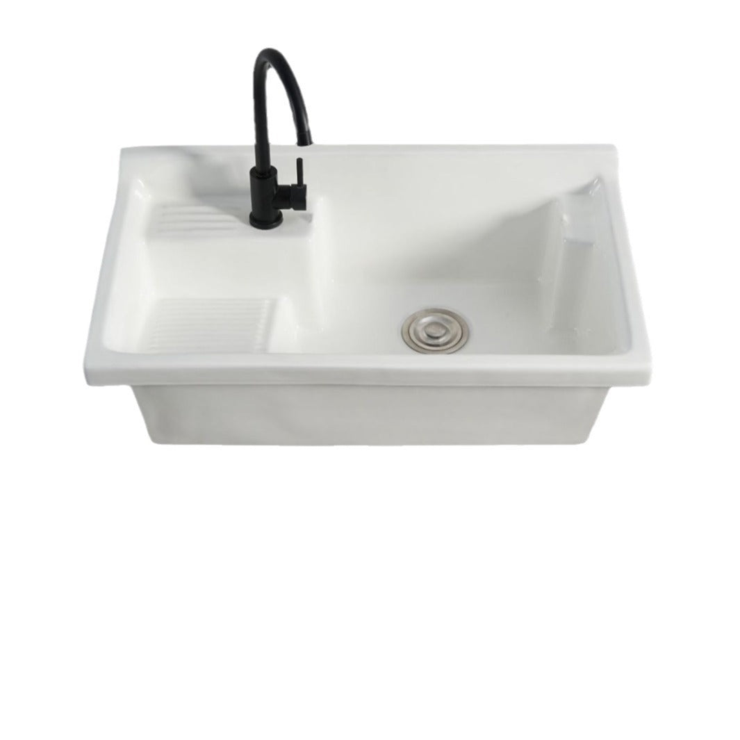 陶瓷洗衣池不锈钢支架台盆加深盆洗衣水槽户外公寓陶瓷一体洗手盆