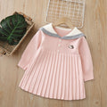 Girls' knit sweater dress - new autumn  collection: navy collar, longline style, preppy look
