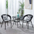 Balcony for home small coffee table house courtyard rattan tea table and chair combination outdoor open-air rattan chair three-piece small round table