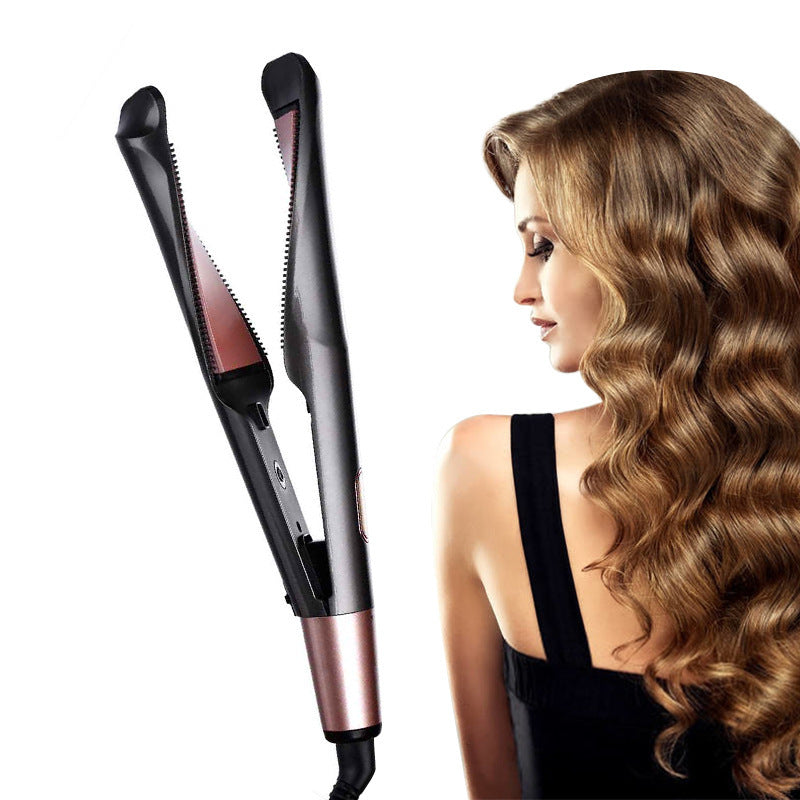 Cross-border new electric heating automatic spiral curling iron two-in-one twist straight curler wave splint roll straight dual-purpose