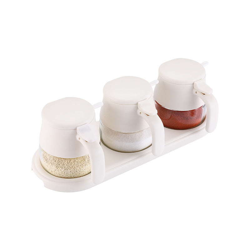 High-value seasoning box, kitchen household glass seasoning bottle, seasoning jar, salt jar sub-bottling, integrated box with spoon