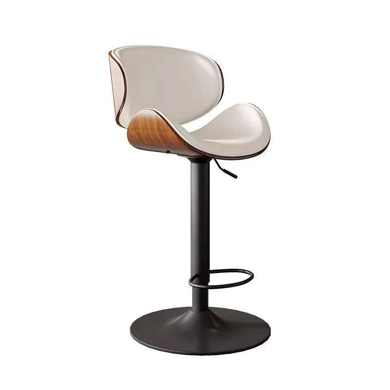 Pu leather swivel bar stool adjustable hydraulic lift dining chair front desk bar stool with backrest and footrest high chair