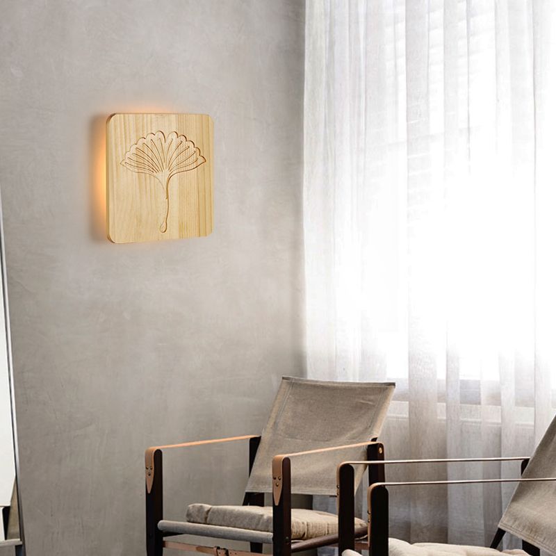 Retro wall lamp bedroom bedside lamp walnut wall lamp japanese style living room background wall log popular  new style