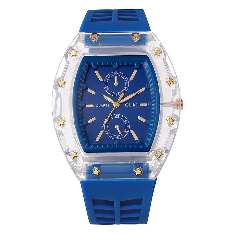 Transparent barrel-shaped new watch casualniche style cross-border richard series quartz watch barrel-shaped watch for men ⌚️