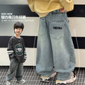 Nezha boys' jeans spring collection: mid-to-large size straight-leg, loose-fit trousers,  new style, scimitar pants, trendy