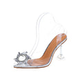 Women's sandals 2023 summer new collection: closed-toe pointed-toe slip-on pvc sexy metal-embellished lady shoes - fashion
