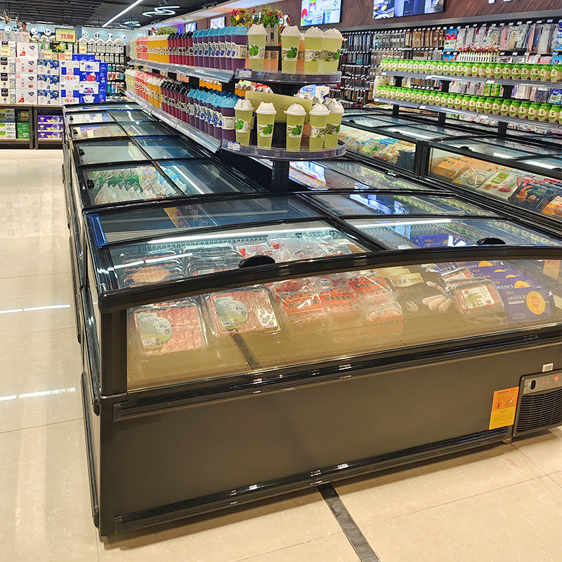 Island cabinet shopping mall supermarket special large capacity combined freezer refrigerated and frozen copper tube horizontal refrigerator large fresh-keeping cabinet