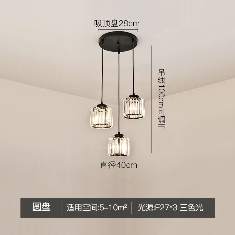 Modern minimalist bedroom bedside pendant light, simple bar counter entryway lighting, single-head suspension crystal chandelier